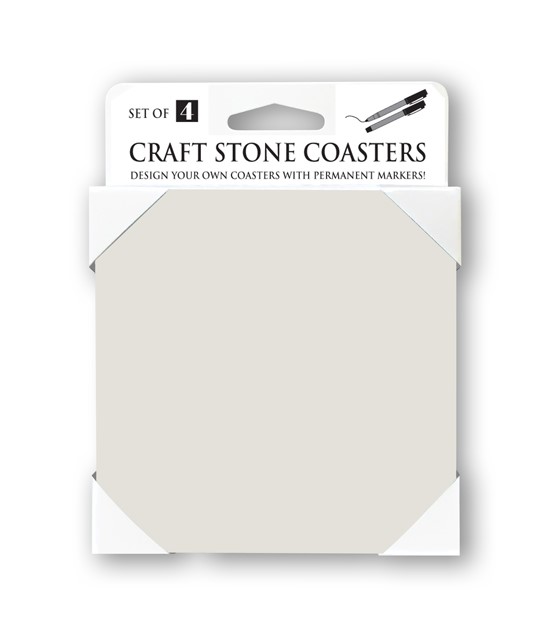 4" x 4" absorbent stone table coasters - 4-pack - in retail package 49999