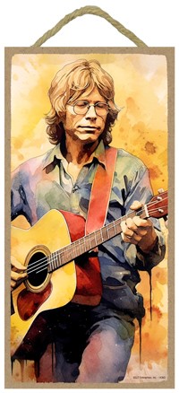 John Denver in water color artwork design, 5" x 10" wood plaque, sign 14363