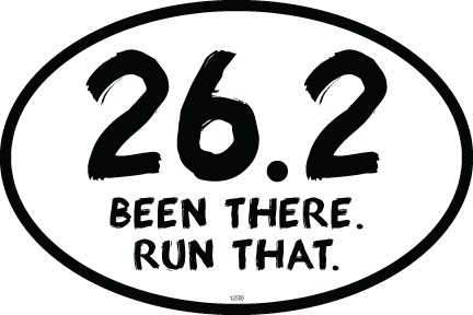 26.2 Been There. Run That. 4" x 6" oval car magnet. Waterproof and UV resistant. 12506