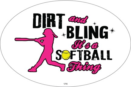 Dirt and Bling It's a softball thing (Pink batter and yellow ball) 12792