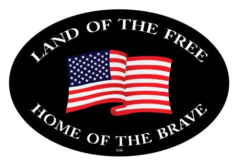 Land of the free Home of the brave, with American flag (black bkgd) 12768