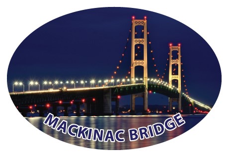Mackinac Bridge - Daytime with White and Black text 12604