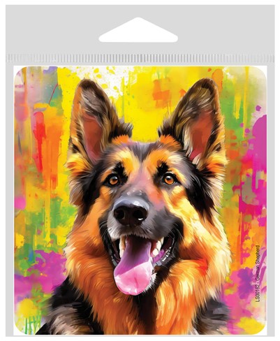 German Shepherd - Painted Background - Vinyl Sticker LS00162