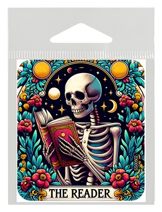 The Reader (male skeleton) Tarot Card Sticker SS00502