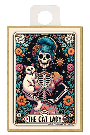 The Cat Lady Tarot Card Wood Magnet 09757