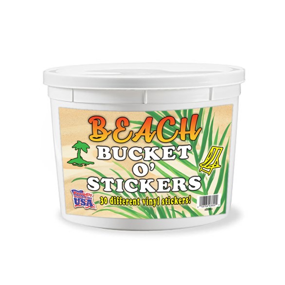 Beach Bucket o' Stickers (some have palm trees) 488303