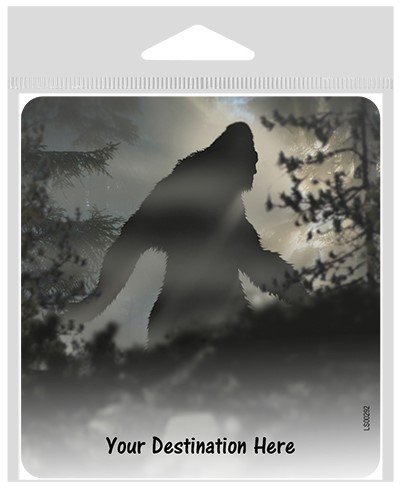 Bigfoot silhouette in the trees/forest large sticker. LS00292