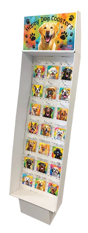 1 - Happy Dogs absorbent stone coasters cardboard display 48975-2