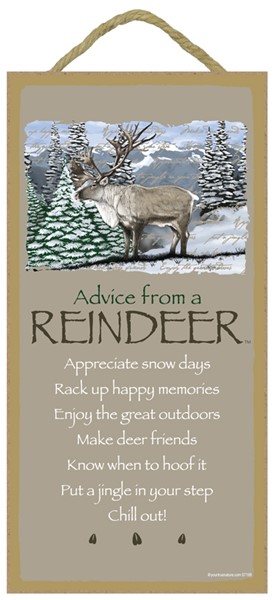 Reindeer / Advice From  - 5" x 10" wood plaque, sign