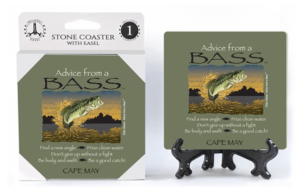 Bass / Advice From - 4" x 4" table coaster - 1 per pack with easel - offici...