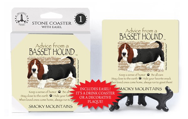 Basset Hound / Advice From - 4" x 4" table coaster - 1 per pack with easel …