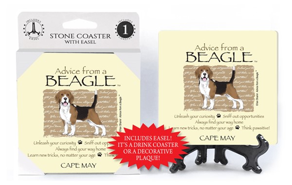 Beagle / Advice From - 4" x 4" table coaster - 1 per pack with easel - offi...