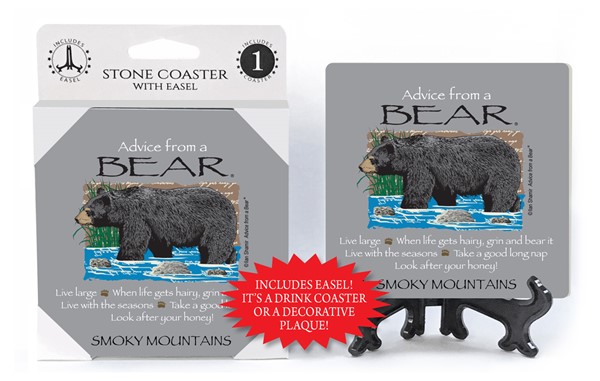 Bear / Advice From - 4" x 4" table coaster - 1 per pack with easel - offici…
