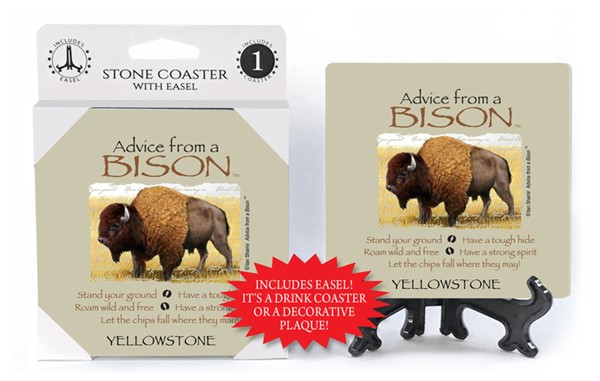 Bison / Advice From - 4" x 4" table coaster - 1 per pack with easel - offic...