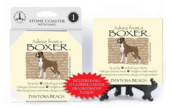 Boxer / Advice From - 4" x 4" table coaster - 1 per pack with easel - offic...