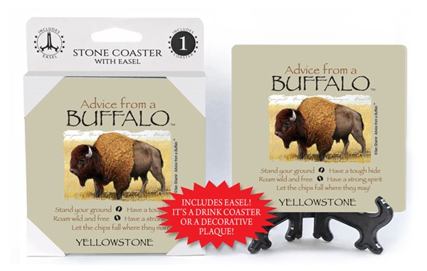Buffalo / Advice From - 4" x 4" table coaster - 1 per pack with easel - off…