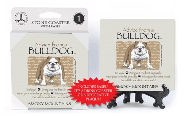 Bulldog / Advice From - 4" x 4" table coaster - 1 per pack with easel - off...