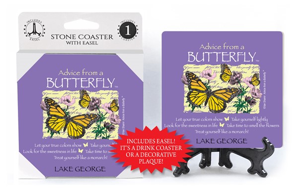 Butterfly / Advice From - 4" x 4" table coaster - 1 per pack with easel - o…