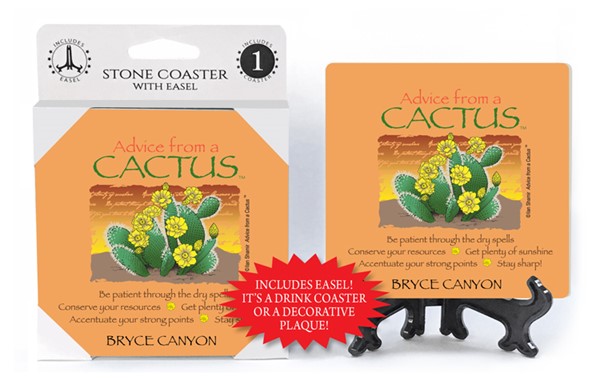 Cactus / Advice From - 4" x 4" table coaster - 1 per pack with easel - offi…