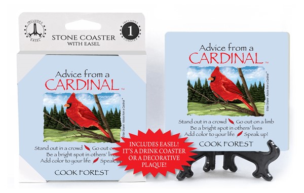 Cardinal / Advice From - 4" x 4" table coaster - 1 per pack with easel - of…