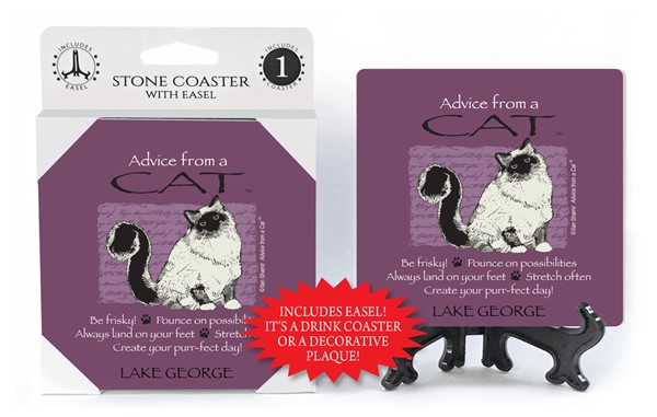 Cat / Advice From - 4" x 4" table coaster - 1 per pack with easel - officia...