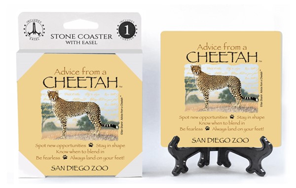 Cheetah / Advice From - 4" x 4" table coaster - 1 per pack with easel - off...
