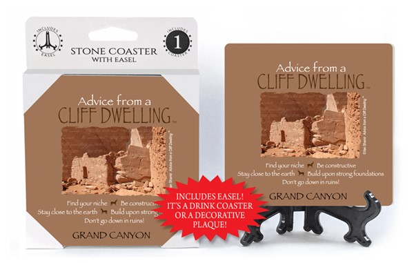 Cliff Dwelling / Advice From - 4" x 4" table coaster - 1 per pack with ease...