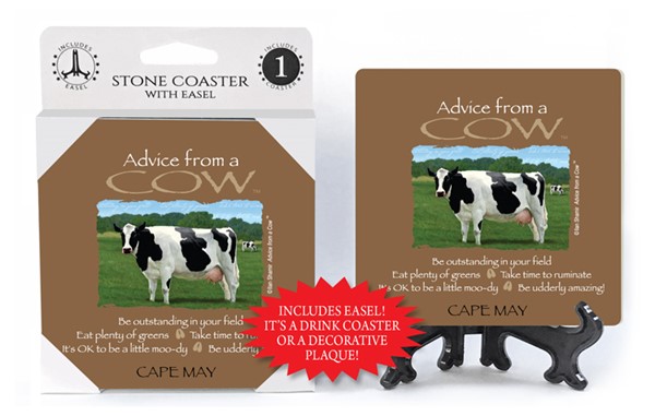 Cow / Advice From - 4" x 4" table coaster - 1 per pack with easel - officia…