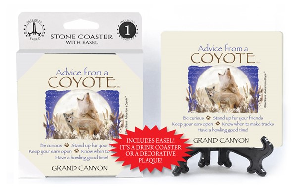 Coyote / Advice From - 4" x 4" table coaster - 1 per pack with easel - offi...