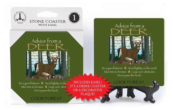 Deer / Advice From - 4" x 4" table coaster - 1 per pack with easel - offici…