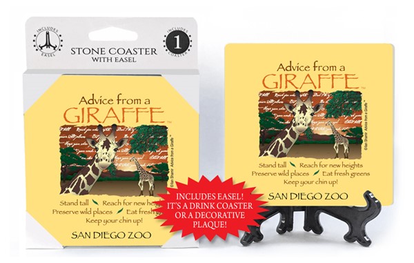 Giraffe / Advice From - 4" x 4" table coaster - 1 per pack with easel - off...