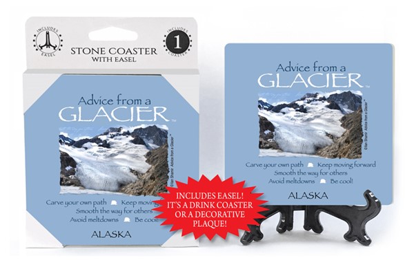 Glacier / Advice From - 4" x 4" table coaster - 1 per pack with easel - off…