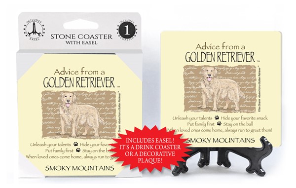 Golden Retriever / Advice From - 4" x 4" table coaster - 1 per pack with ea…