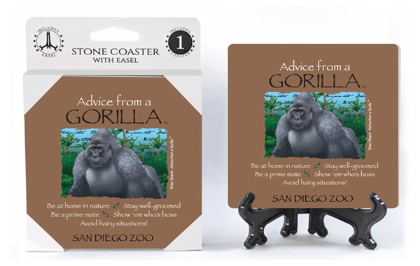 Gorilla / Advice From - 4" x 4" table coaster - 1 per pack with easel - off...