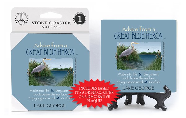Great Blue Heron / Advice From - 4" x 4" table coaster - 1 per pack with ea…