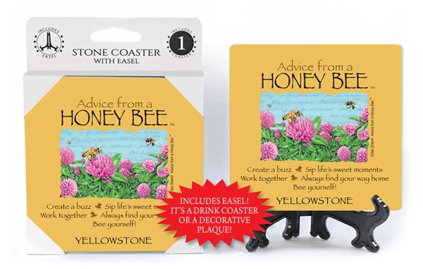 Honey Bee / Advice From - 4" x 4" table coaster - 1 per pack with easel - o…