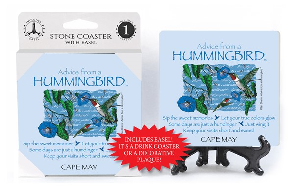 Hummingbird / Advice From - 4" x 4" table coaster - 1 per pack with easel -...