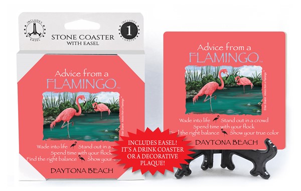 Flamingo / Advice From - 4" x 4" table coaster - 1 per pack with easel - of...