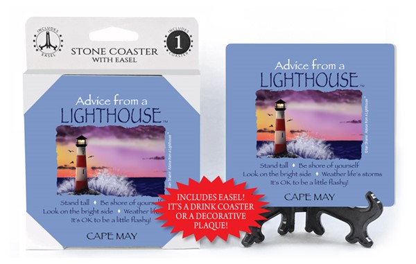 Lighthouse / Advice From - 4" x 4" table coaster - 1 per pack with easel - ...