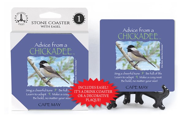 Chickadee / Advice From - 4" x 4" table coaster - 1 per pack with easel - o...