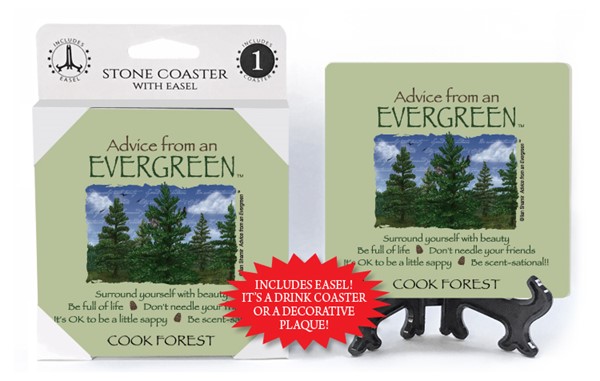 Evergreen / Advice From - 4" x 4" table coaster - 1 per pack with easel - o…