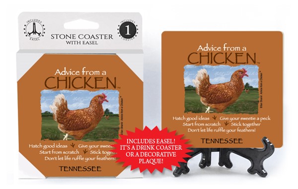 Chicken / Advice From - 4" x 4" table coaster - 1 per pack with easel - off…