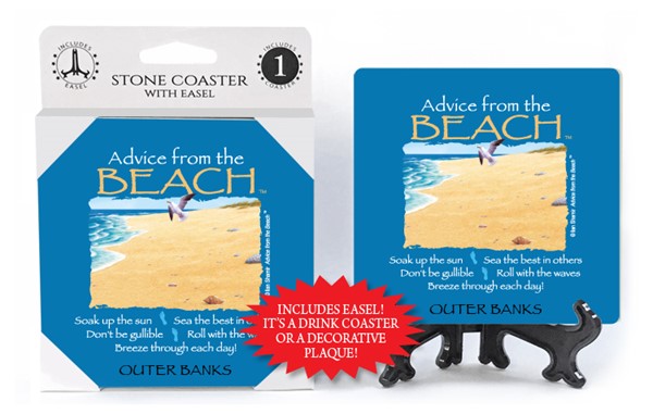 Beach / Advice From - 4" x 4" table coaster - 1 per pack with easel - offic…