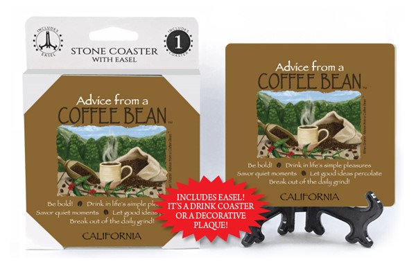 Coffee Bean / Advice From - 4" x 4" table coaster - 1 per pack with easel -...
