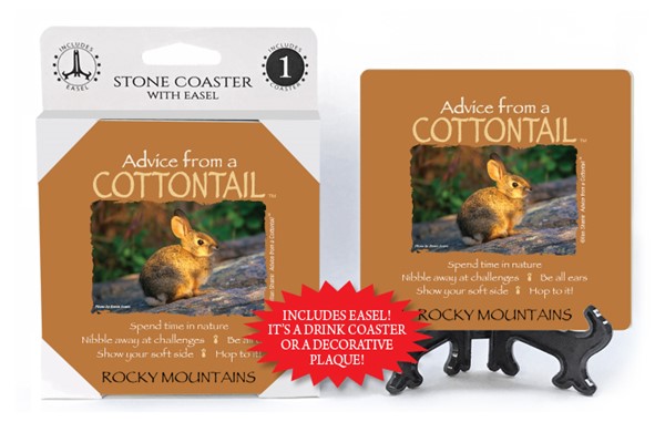 Cottontail / Advice From - 4" x 4" table coaster - 1 per pack with easel - …