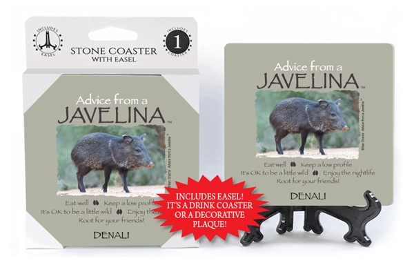Javelina / Advice From - 4" x 4" table coaster - 1 per pack with easel - of…