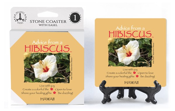 Hibiscus / Advice From - 4" x 4" table coaster - 1 per pack with easel - of…