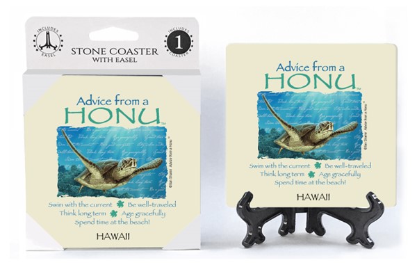 Honu / Advice From - 4" x 4" table coaster - 1 per pack with easel - offici...