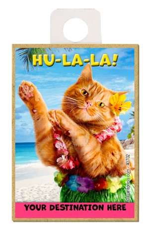 Hula Cat - Hu-La-La! wood fridge magnets featuring the artwork of Avanti Pr…