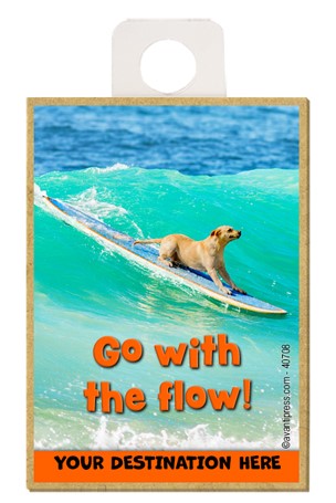Surfing Lab - Go with the flow! wood fridge magnets featuring the artwork o…